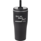 Tango Recycled Tumbler with Handle and Straw, 20 oz - Black - Front