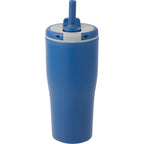 Tango Recycled Tumbler with Handle and Straw, 20 oz - Blue - Back