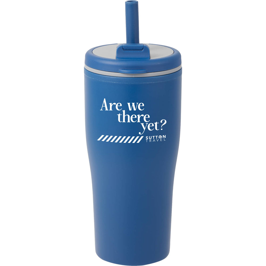 Tango Recycled Tumbler with Handle and Straw, 20 oz - Blue - Front