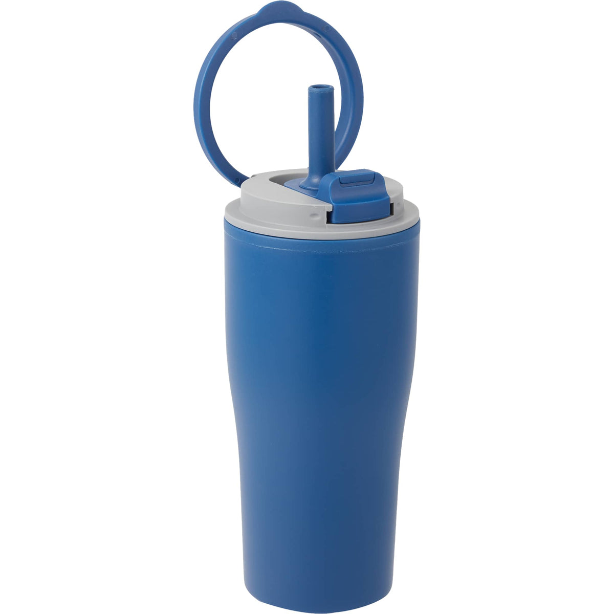 Tango Recycled Tumbler with Handle and Straw, 20 oz - Blue - Right Angle