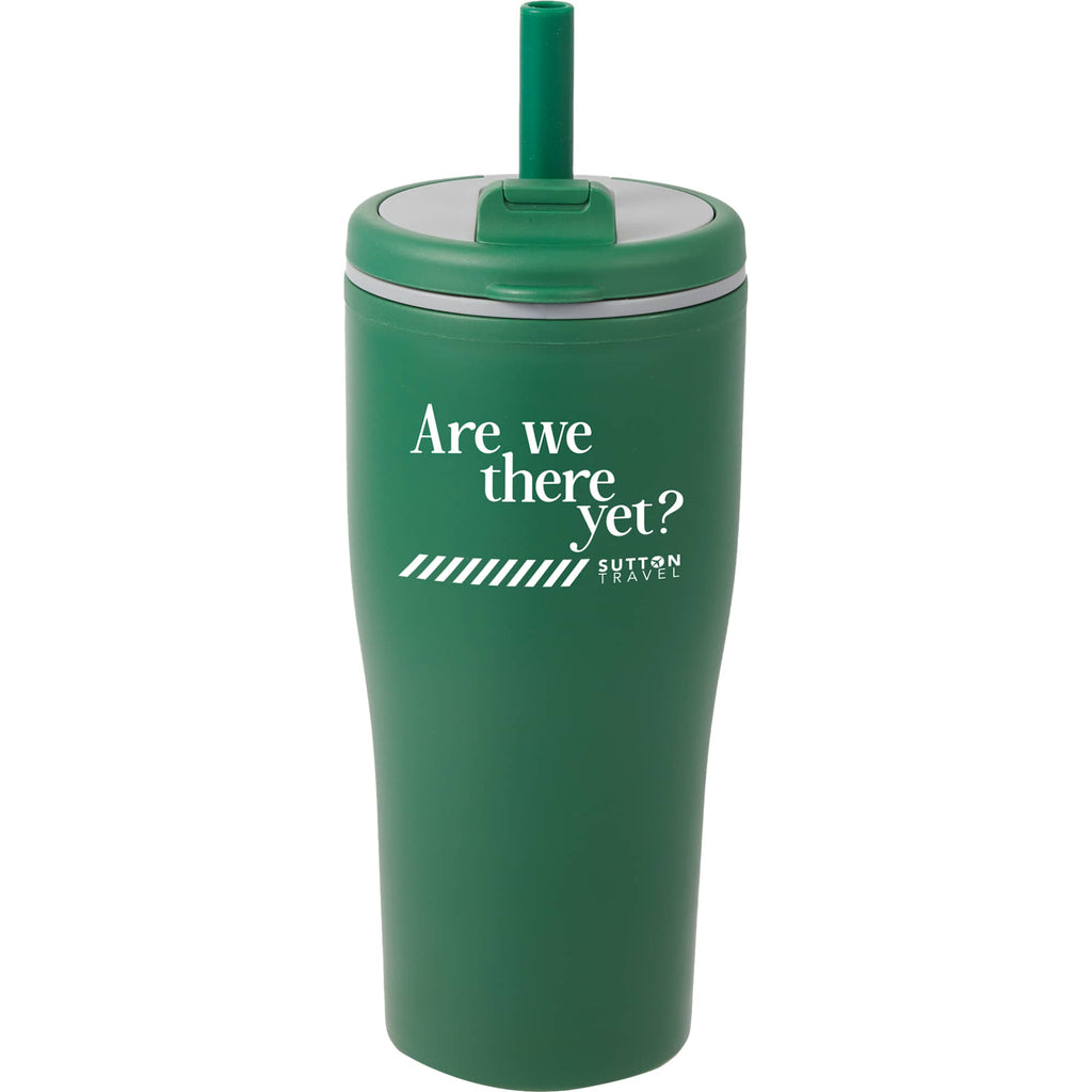 Tango Recycled Tumbler with Handle and Straw, 20 oz - Green - Front