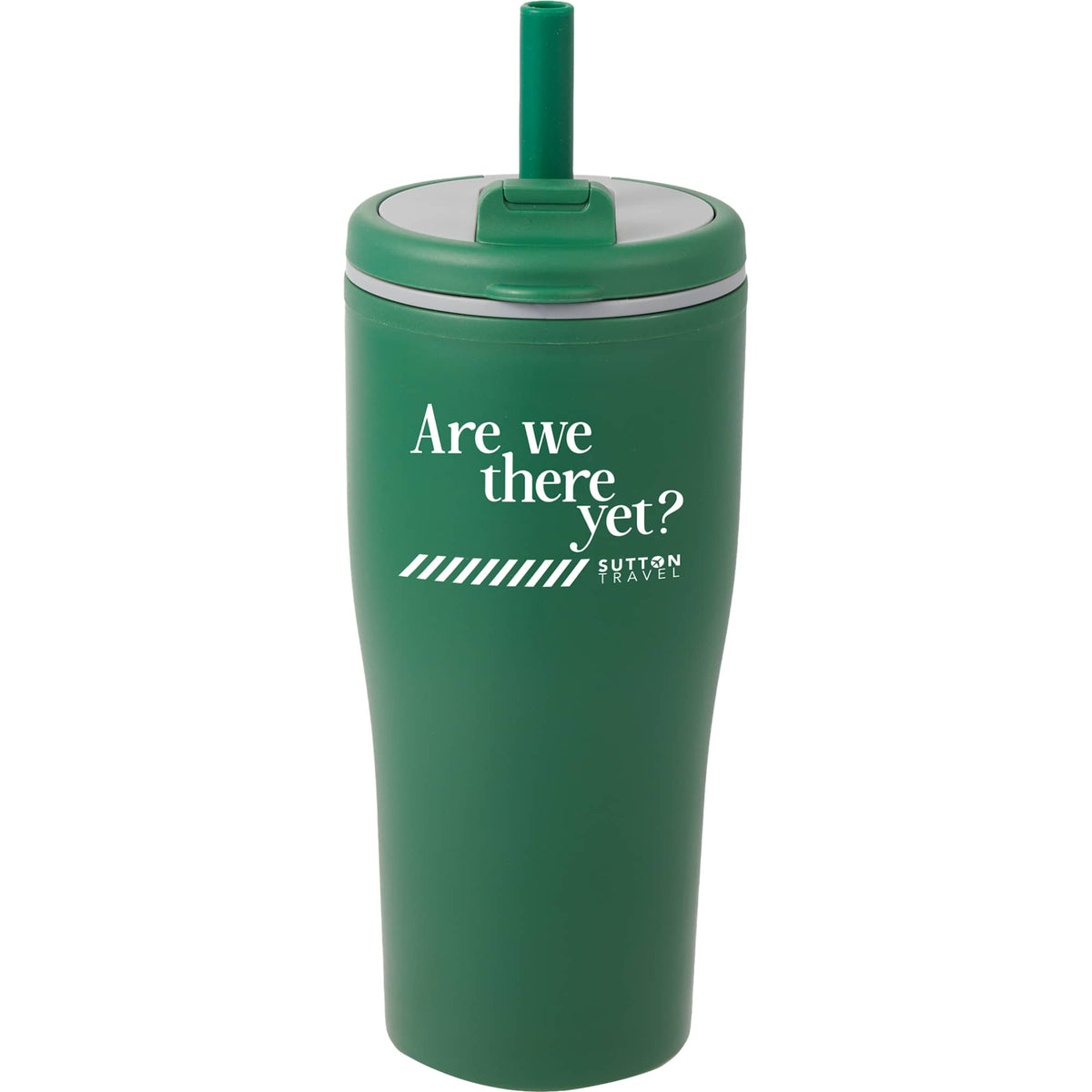 Tango Recycled Tumbler with Handle and Straw, 20 oz - Green - Front