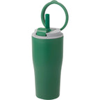 Tango Recycled Tumbler with Handle and Straw, 20 oz - Green - Left Angle