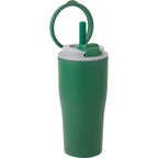 Tango Recycled Tumbler with Handle and Straw, 20 oz - Green - Right Angle