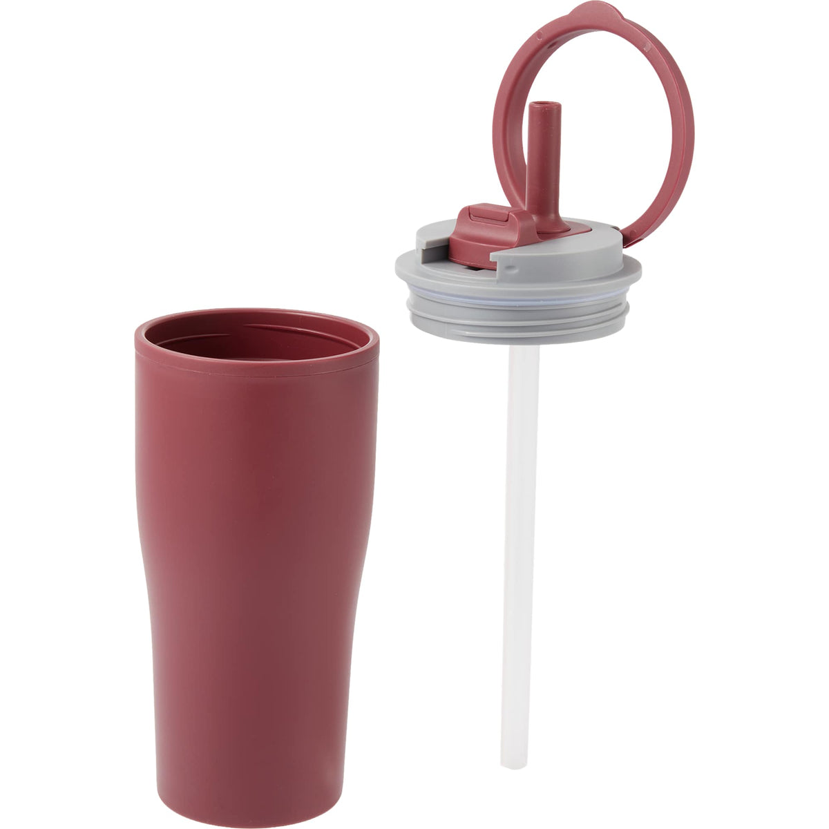 Tango Recycled Tumbler with Handle and Straw, 20 oz - Maroon - Detail