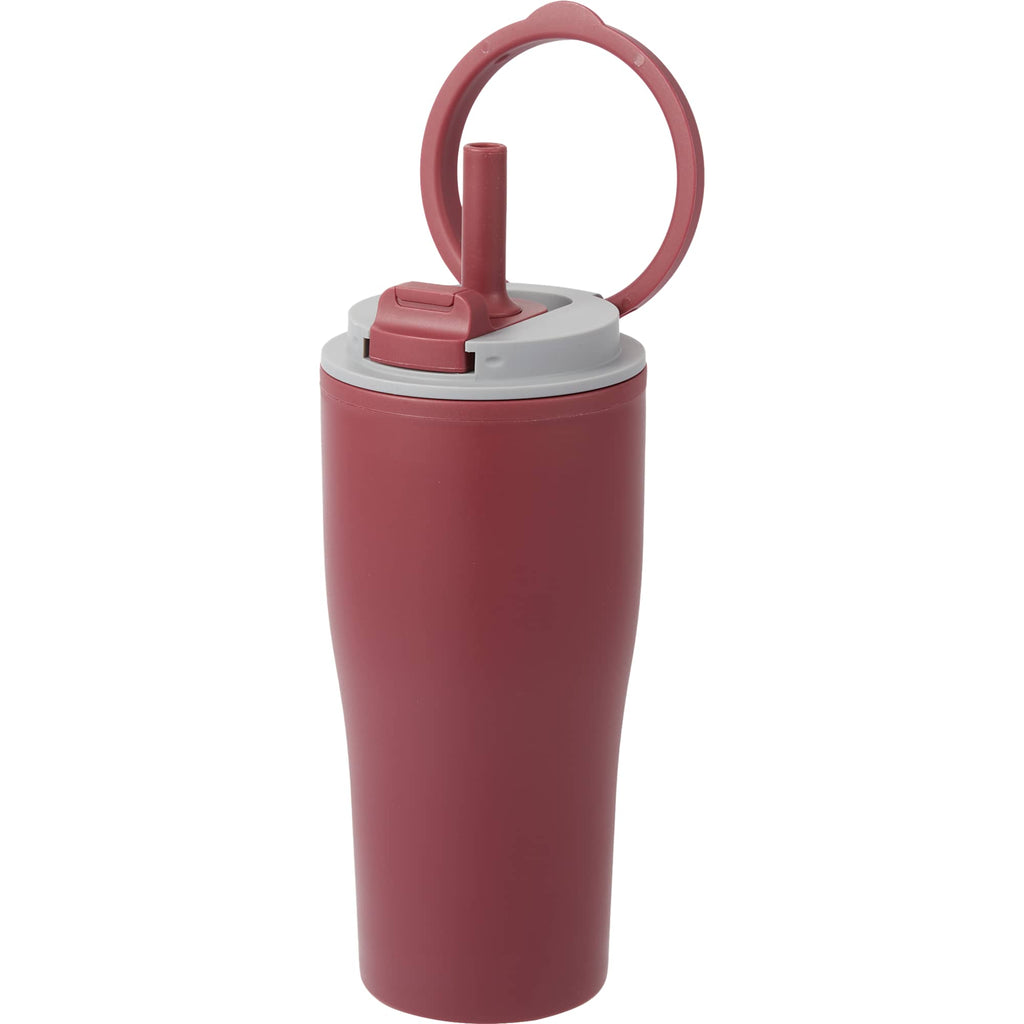 Tango Recycled Tumbler with Handle and Straw, 20 oz - Maroon - Left Angle