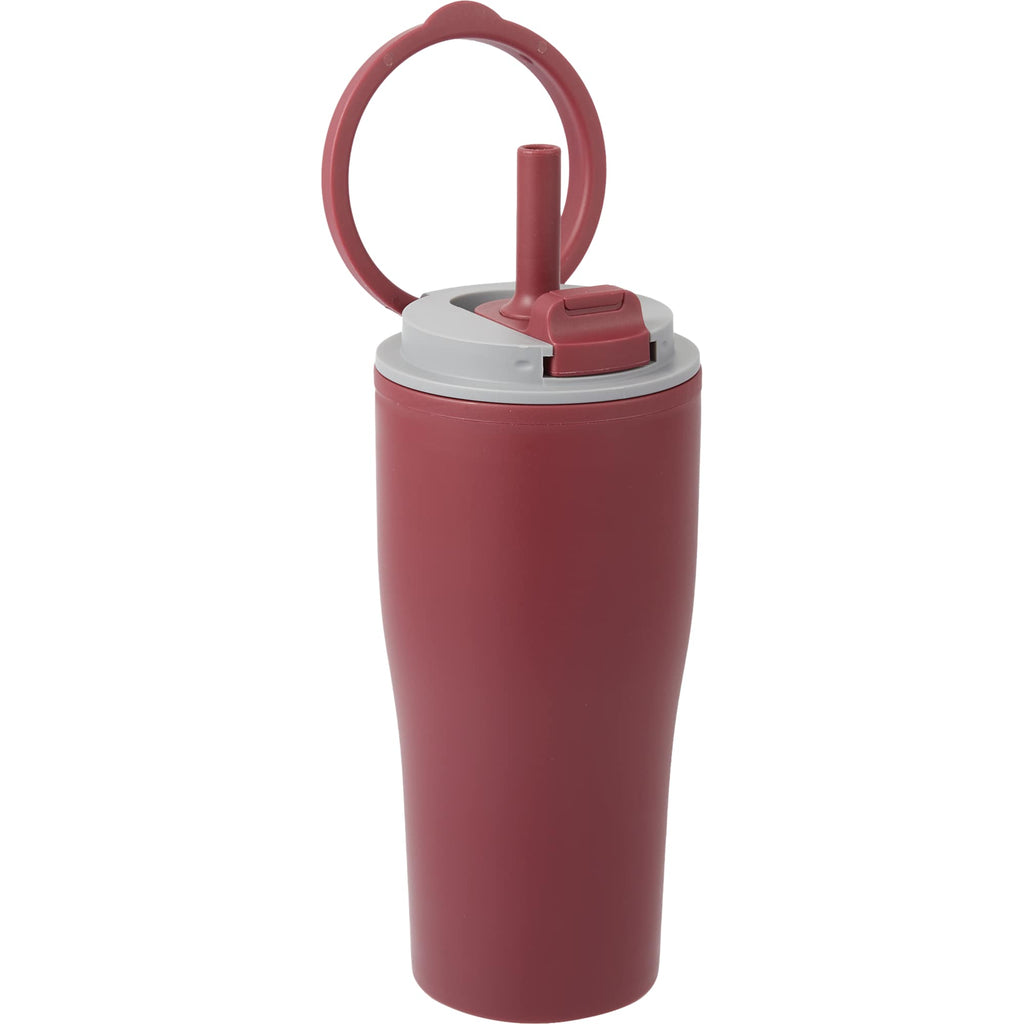 Tango Recycled Tumbler with Handle and Straw, 20 oz - Maroon - Right Angle