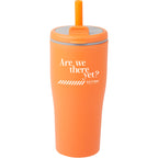 Tango Recycled Tumbler with Handle and Straw, 20 oz - Orange - Front