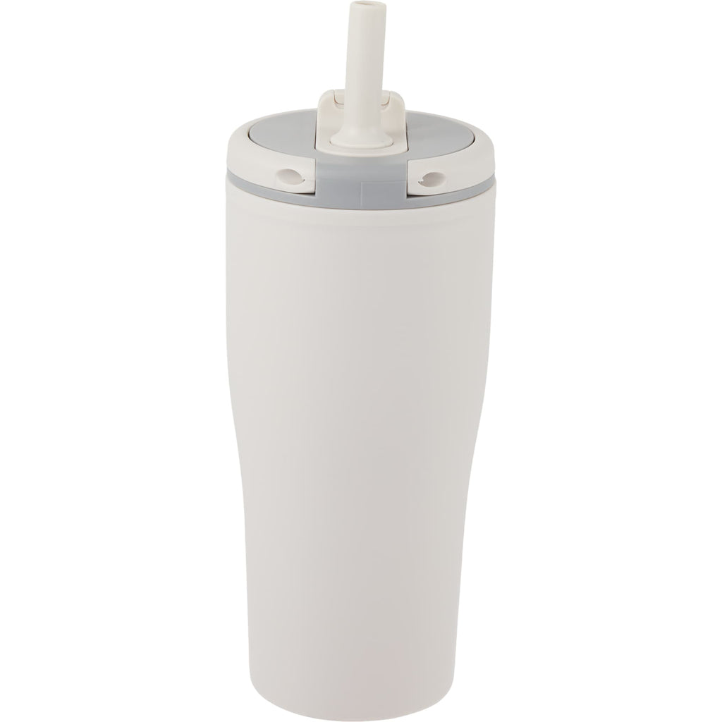 Tango Recycled Tumbler with Handle and Straw, 20 oz - Tan - Back