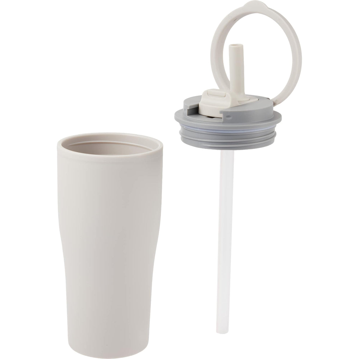 Tango Recycled Tumbler with Handle and Straw, 20 oz - Tan - Detail