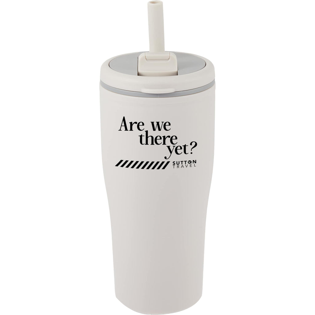 Tango Recycled Tumbler with Handle and Straw, 20 oz - Tan - Front
