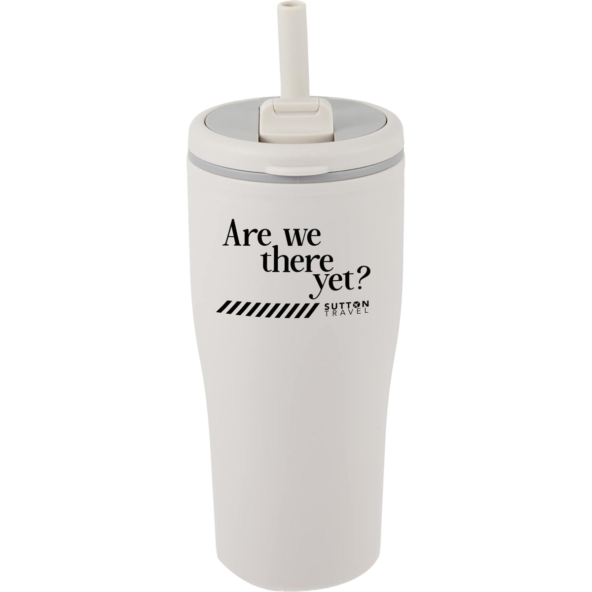 Tango Recycled Tumbler with Handle and Straw, 20 oz - Tan - Front