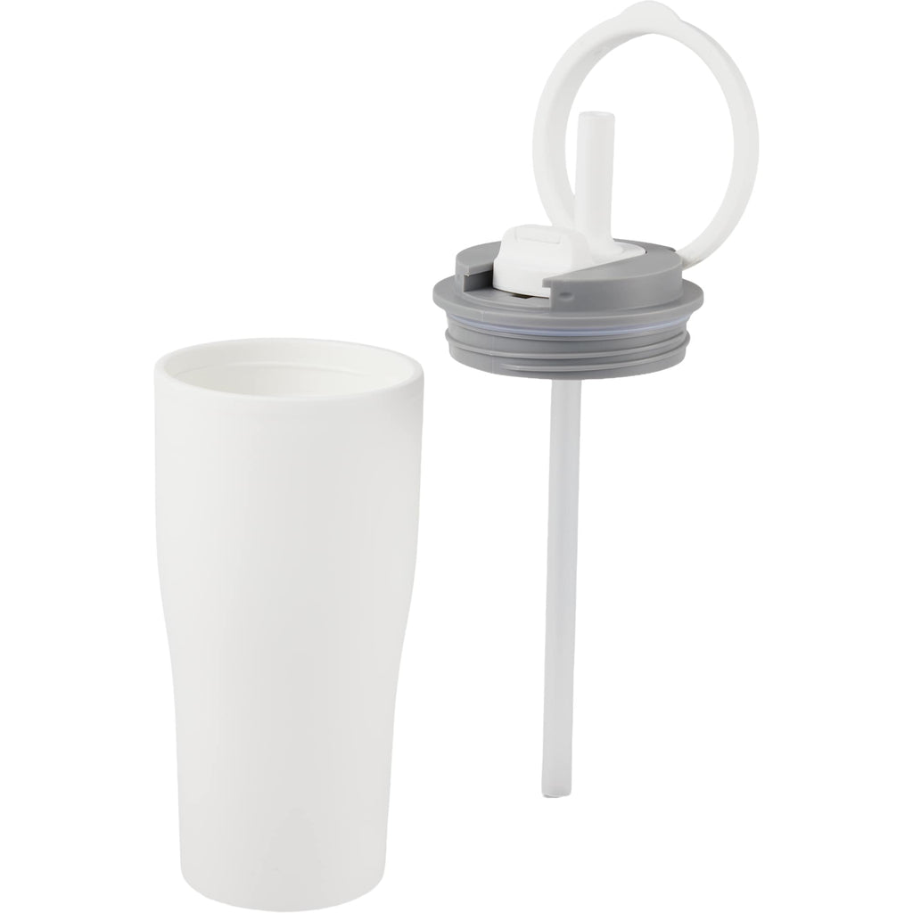 Tango Recycled Tumbler with Handle and Straw, 20 oz - White - Detail 3