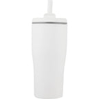 Tango Recycled Tumbler with Handle and Straw, 20 oz - White - Front
