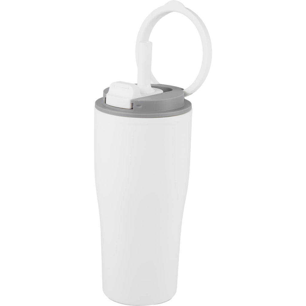 Tango Recycled Tumbler with Handle and Straw, 20 oz - White - Left Angle