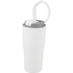 Tango Recycled Tumbler with Handle and Straw, 20 oz - White - Left Angle
