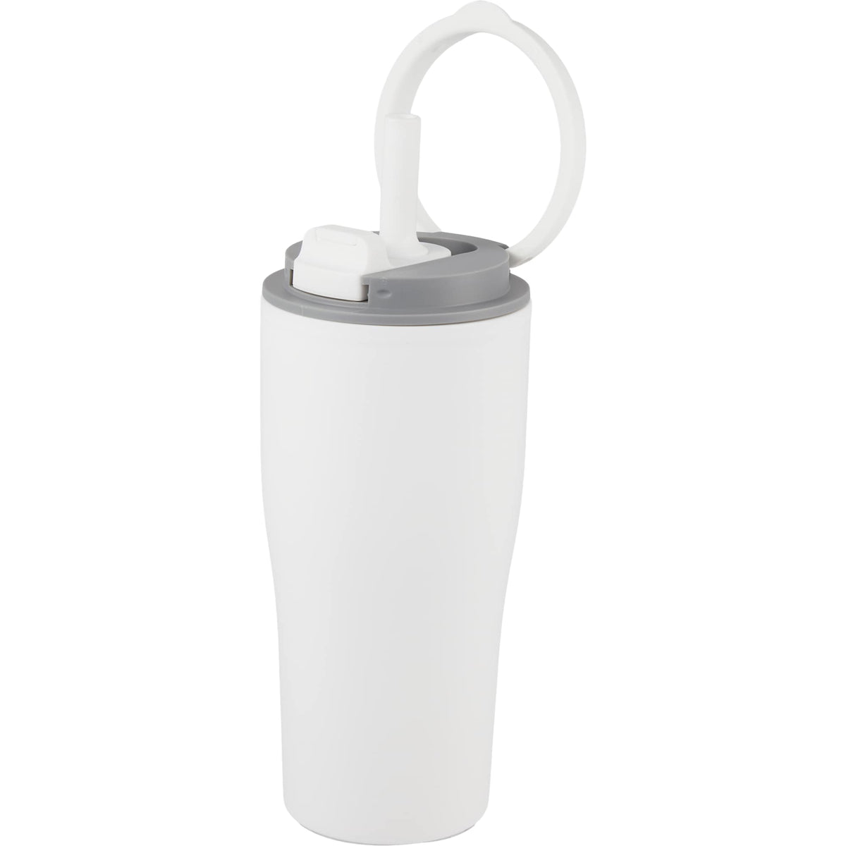 Tango Recycled Tumbler with Handle and Straw, 20 oz - White - Left Angle