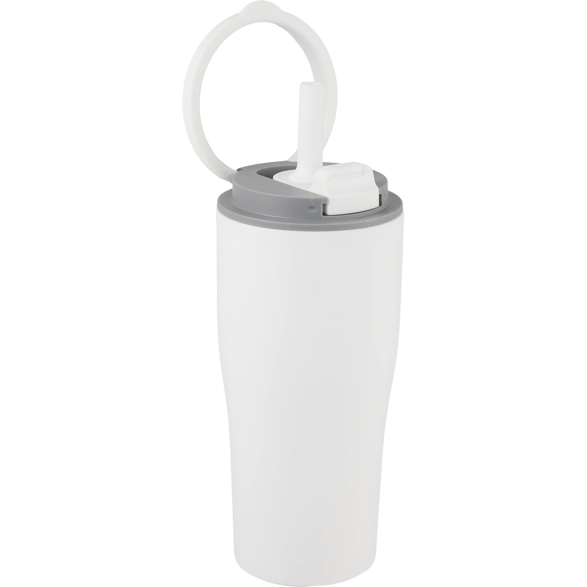 Tango Recycled Tumbler with Handle and Straw, 20 oz - White - Right Angle
