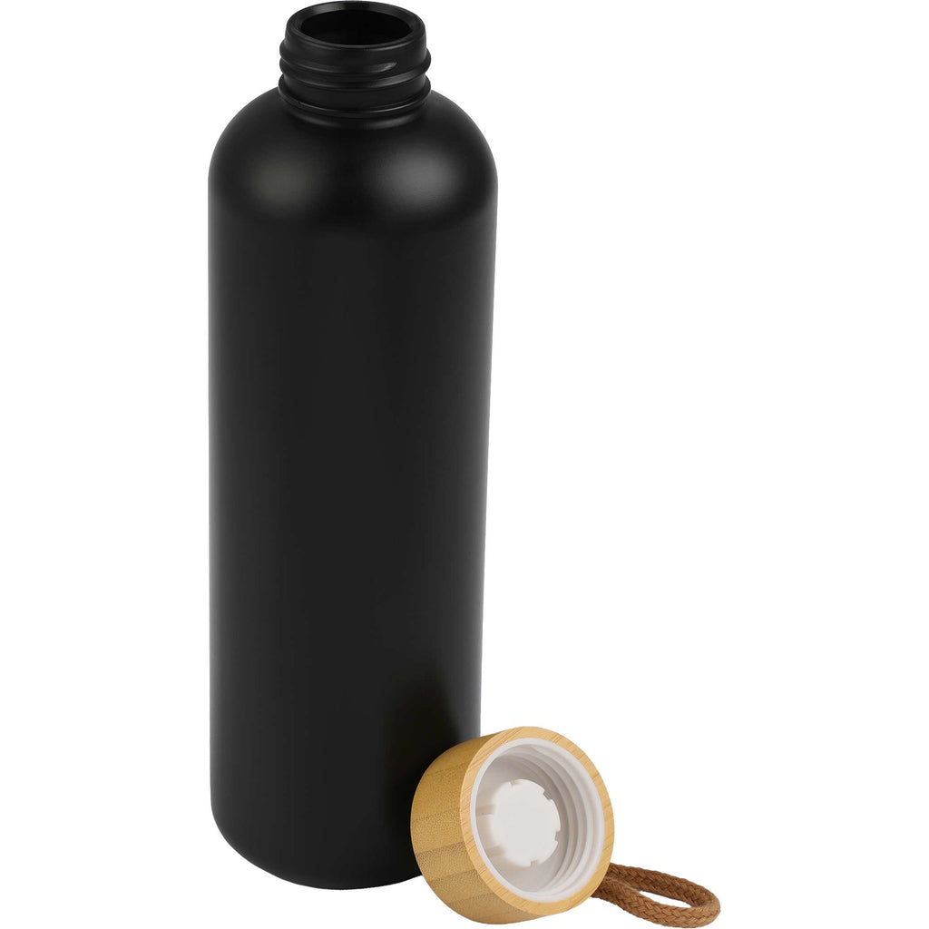 Tania Recycled Bottle with Bamboo Lid and Rope, 26 oz - Black - Front 2