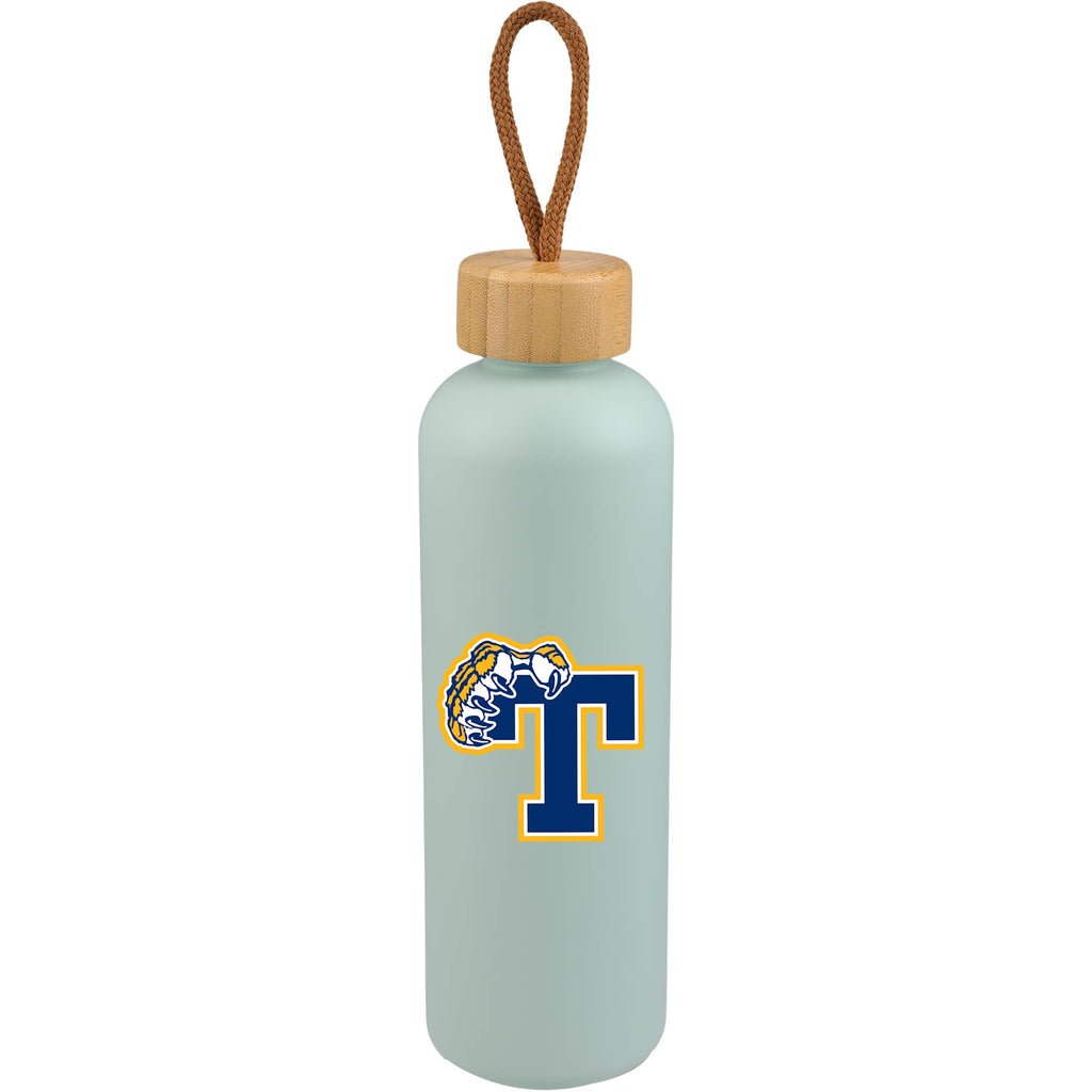 Tania Recycled Bottle with Bamboo Lid and Rope, 26 oz - Blue Agave - Front
