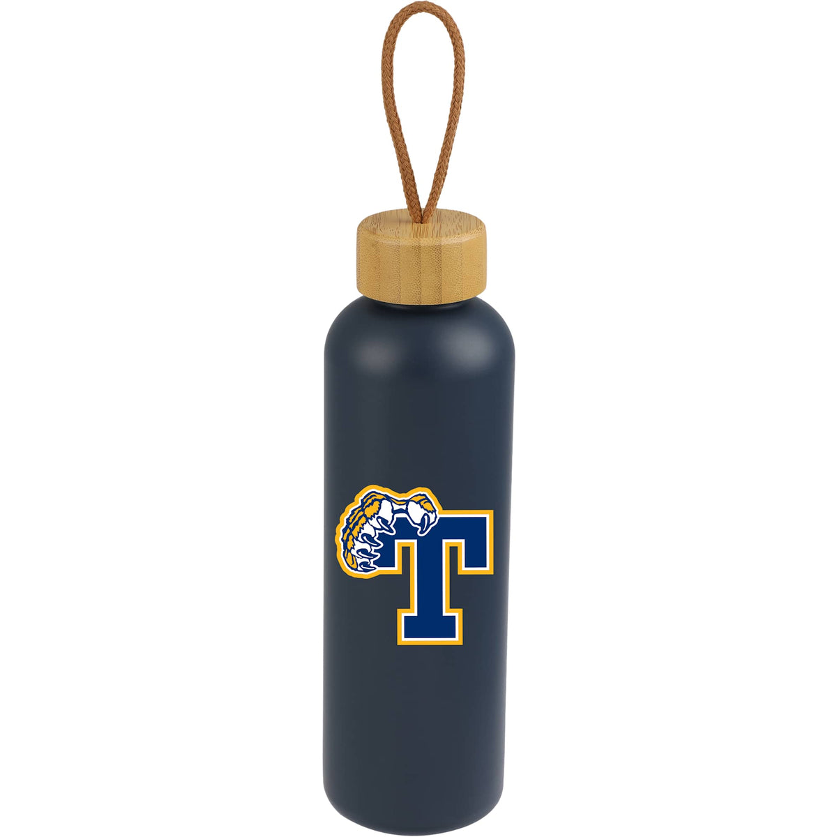 Tania Recycled Bottle with Bamboo Lid and Rope, 26 oz - Nightfall Blue - Front