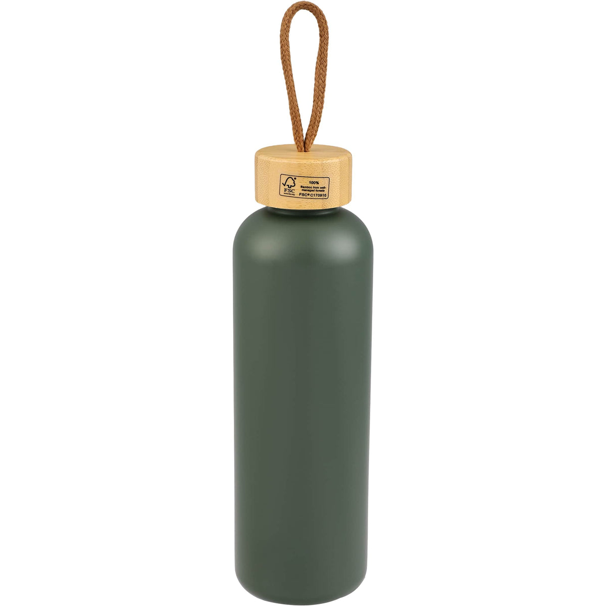 Tania Recycled Bottle with Bamboo Lid and Rope, 26 oz - Sage Green - Back