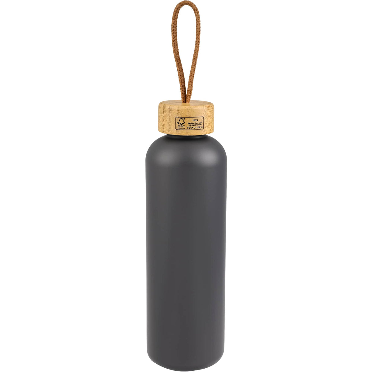 Tania Recycled Bottle with Bamboo Lid and Rope, 26 oz - Stone - Back