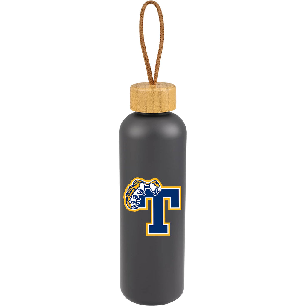 Tania Recycled Bottle with Bamboo Lid and Rope, 26 oz - Stone - Front