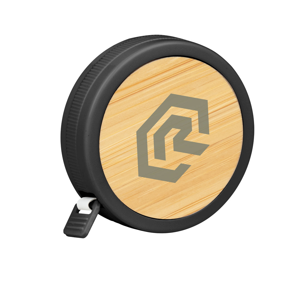 Tape Measure in Bamboo Full Color - Black - Pad Print