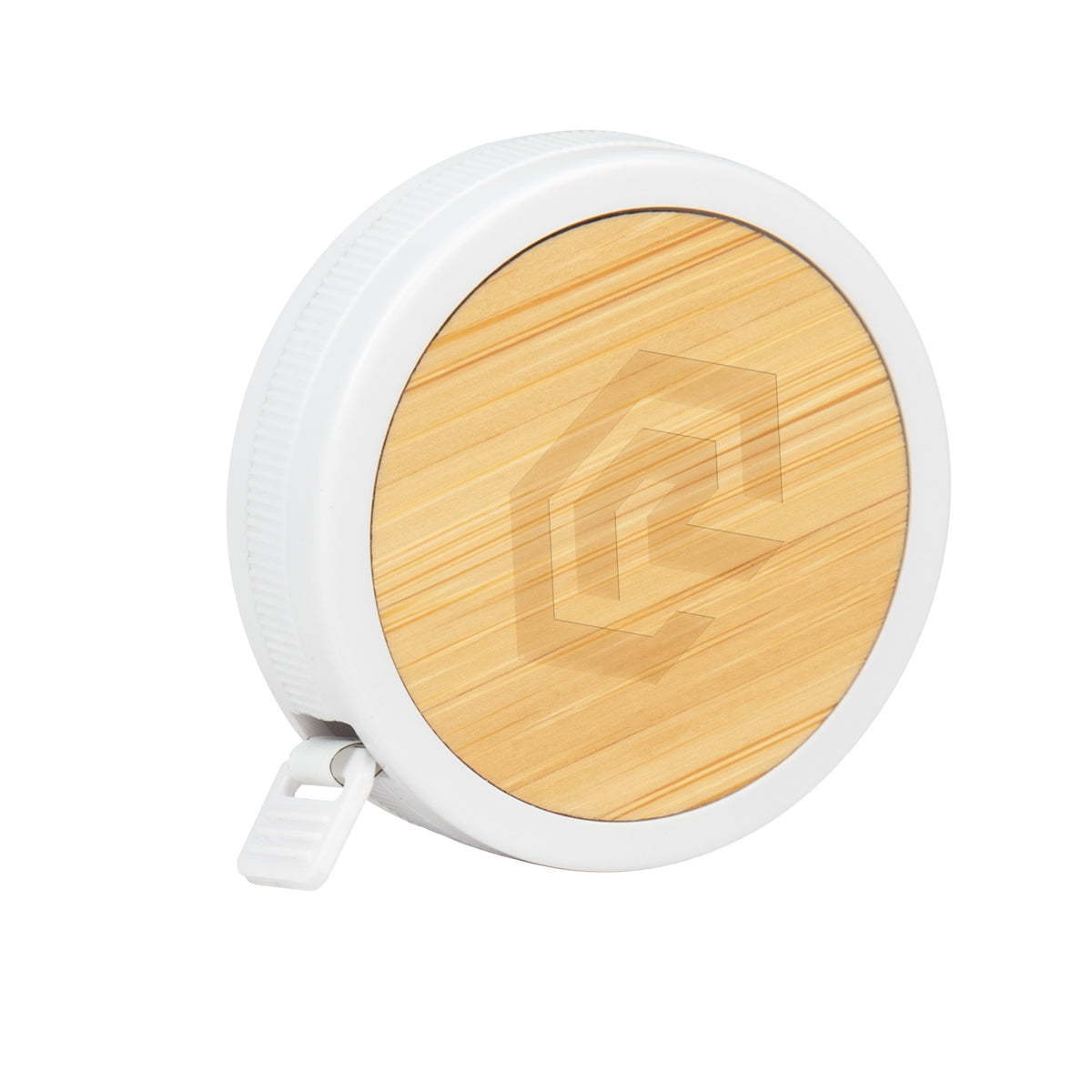 Tape Measure in Bamboo Full Color - White - Laser Engraving