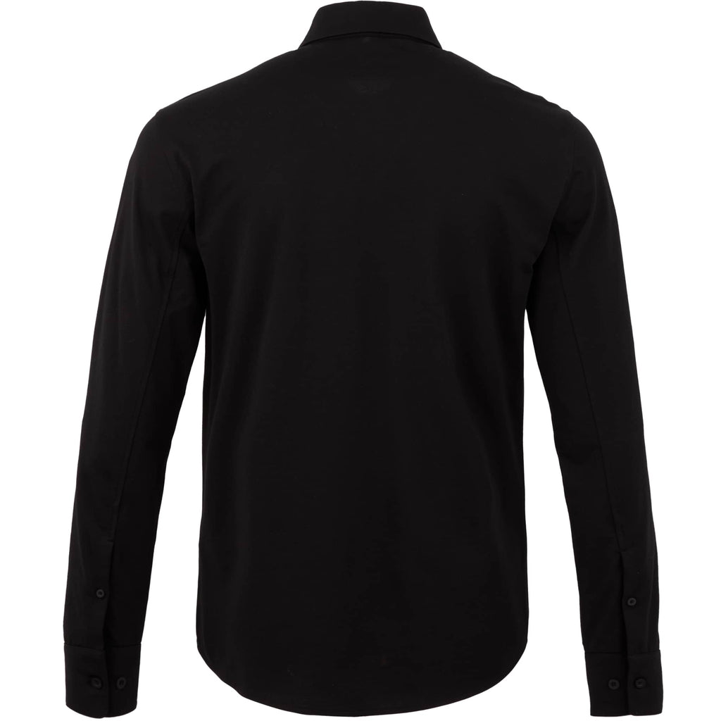 Tatra Long Sleeve Knit Dress Shirt with Recycled Polyester for Men Transfer - Black - Back Flat