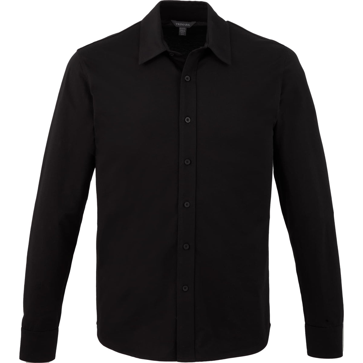 Tatra Long Sleeve Knit Dress Shirt with Recycled Polyester for Men Transfer - Black - Front Flat