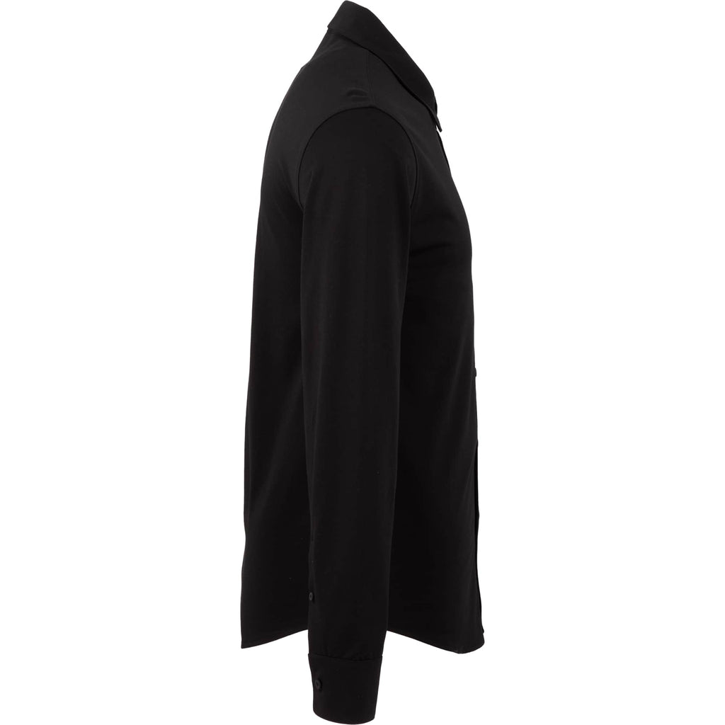 Tatra Long Sleeve Knit Dress Shirt with Recycled Polyester for Men Transfer - Black - Right Side Flat