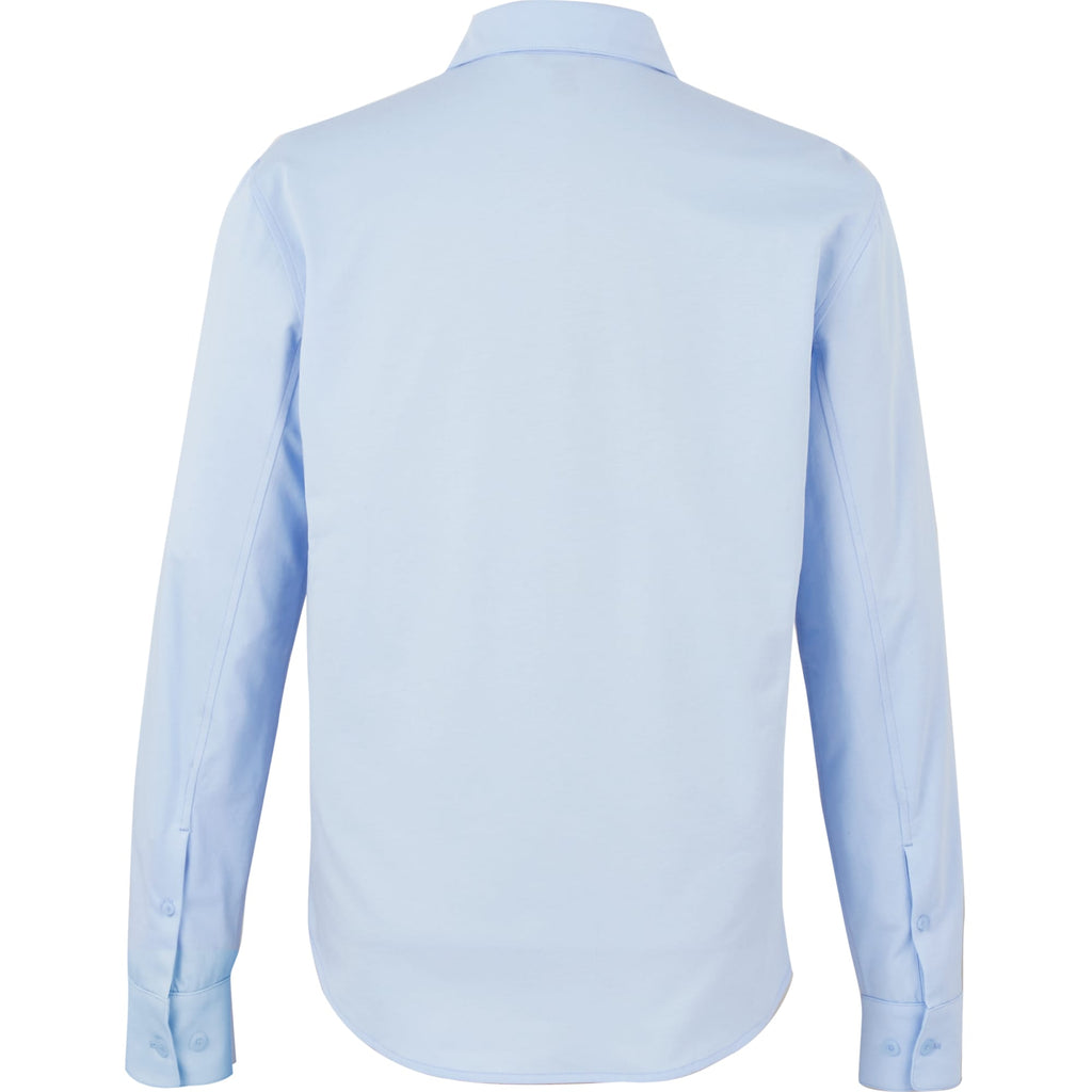 Tatra Long Sleeve Knit Dress Shirt with Recycled Polyester for Men Transfer - Frost Blue - Back Flat