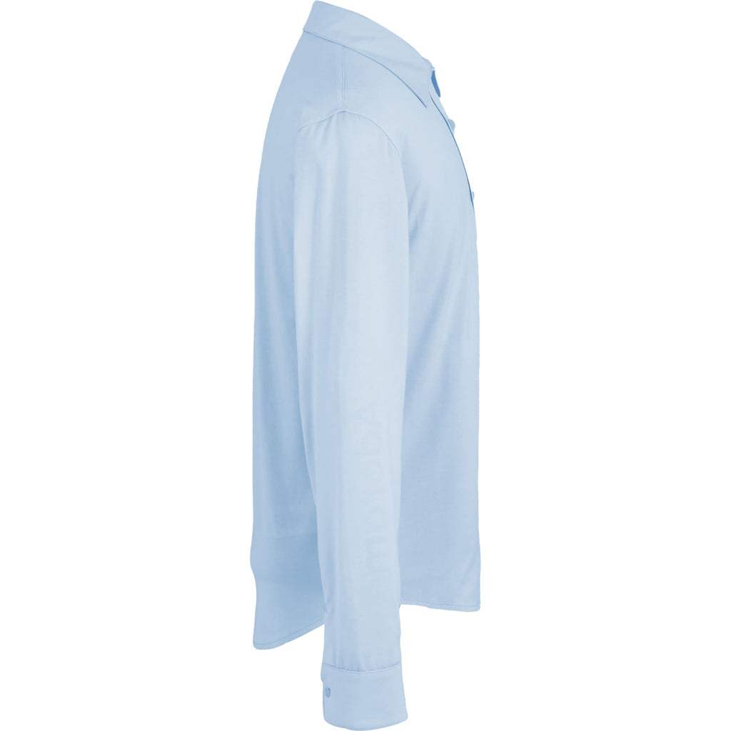Tatra Long Sleeve Knit Dress Shirt with Recycled Polyester for Men Transfer - Frost Blue - Right Side Flat