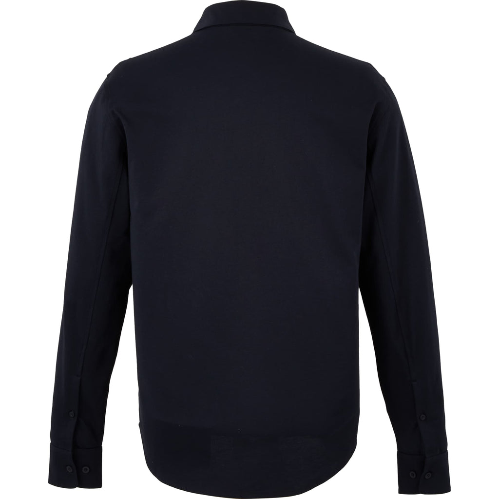 Tatra Long Sleeve Knit Dress Shirt with Recycled Polyester for Men Transfer - Navy - Back Flat
