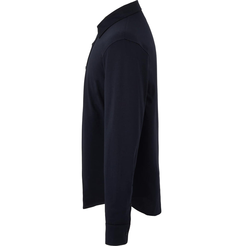 Tatra Long Sleeve Knit Dress Shirt with Recycled Polyester for Men Transfer - Navy - Left Side Flat