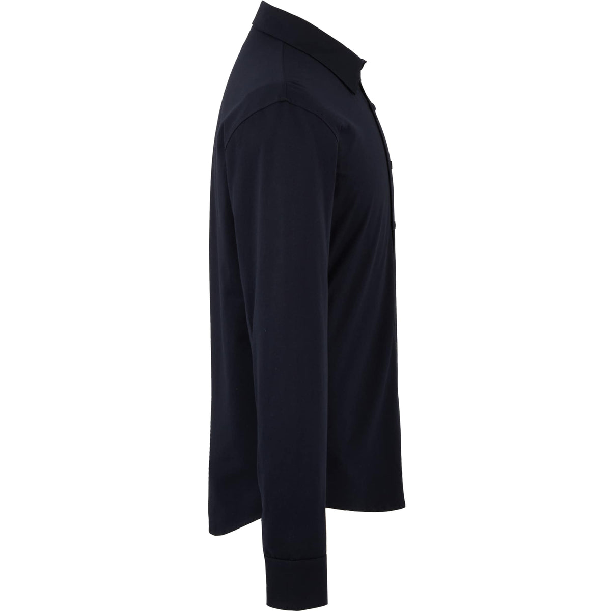 Tatra Long Sleeve Knit Dress Shirt with Recycled Polyester for Men Transfer - Navy - Right Side Flat