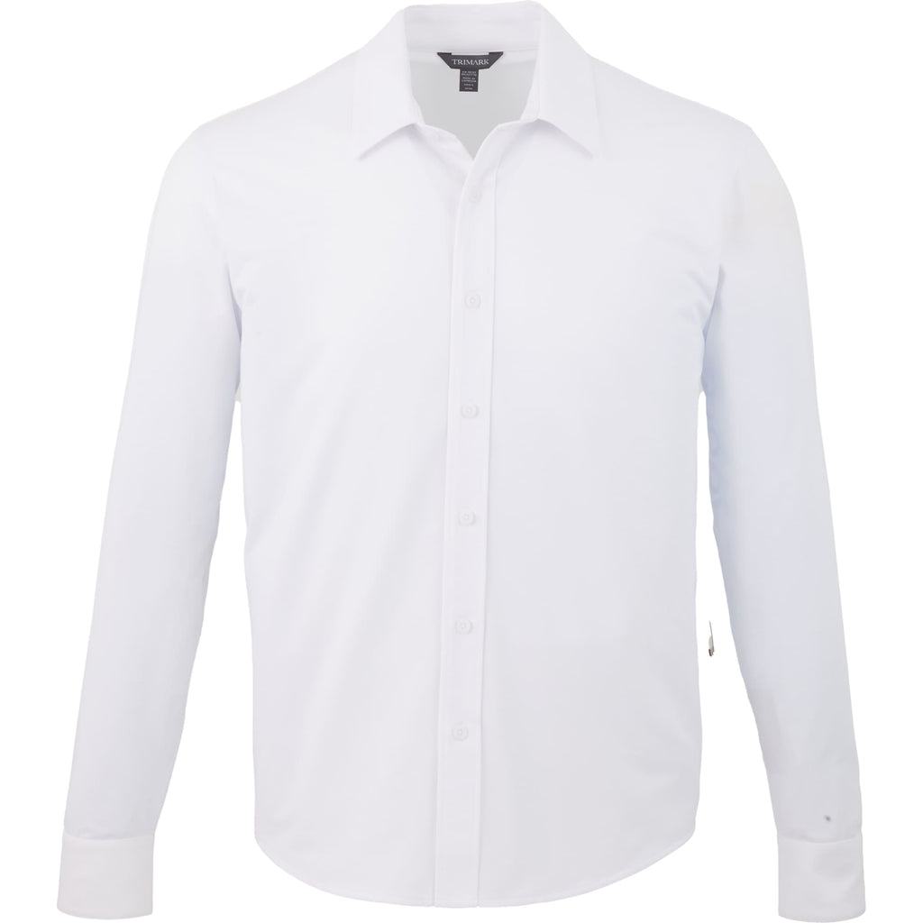 Tatra Long Sleeve Knit Dress Shirt with Recycled Polyester for Men Transfer - White - Front