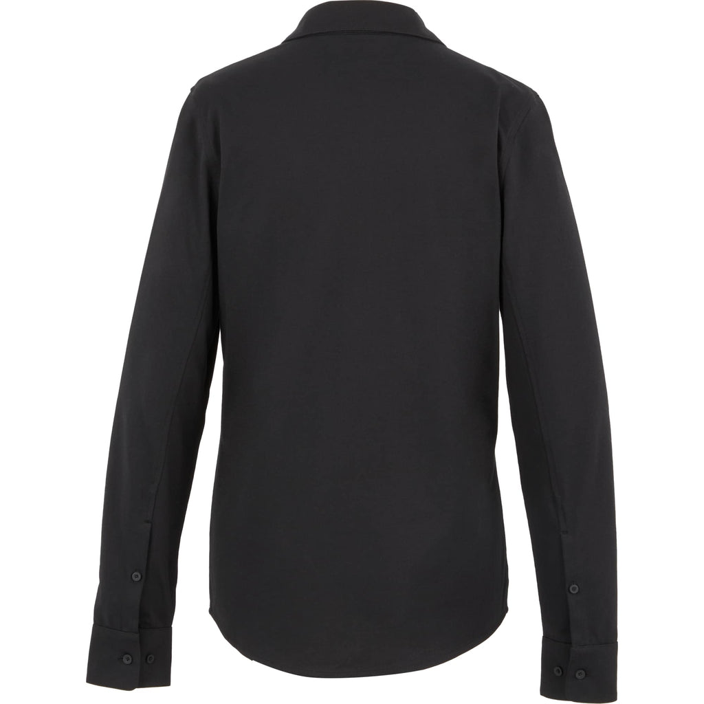 Tatra Long Sleeve Knit Dress Shirt with Recycled Polyester for Women Transfer - Black - Back