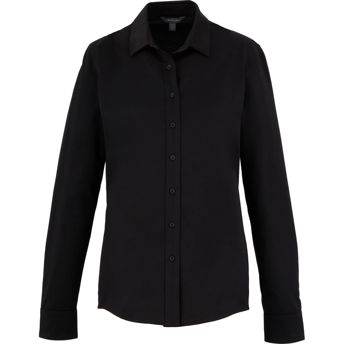 Tatra Long Sleeve Knit Dress Shirt with Recycled Polyester for Women Transfer - Black - Front