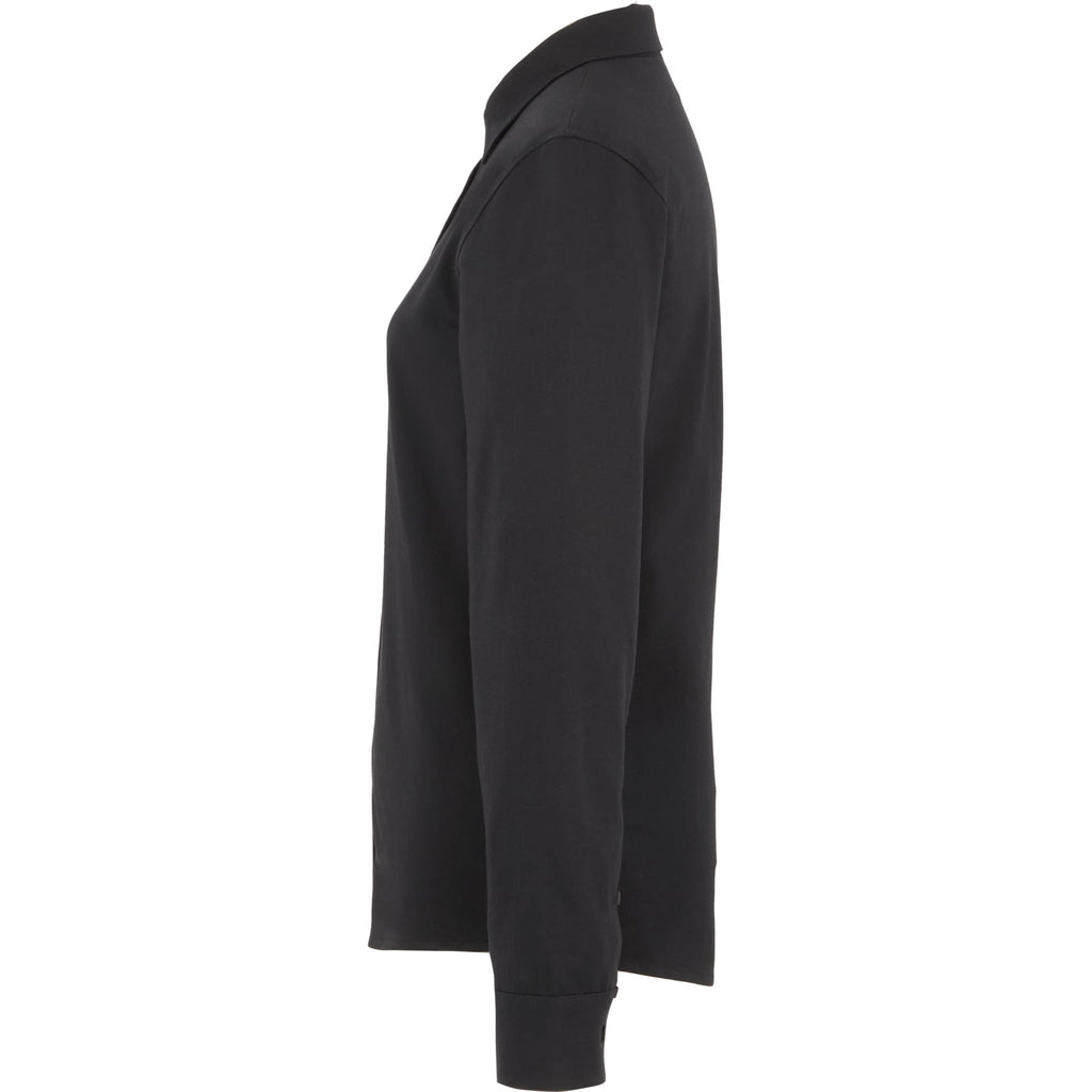 Tatra Long Sleeve Knit Dress Shirt with Recycled Polyester for Women Transfer - Black - Left Side
