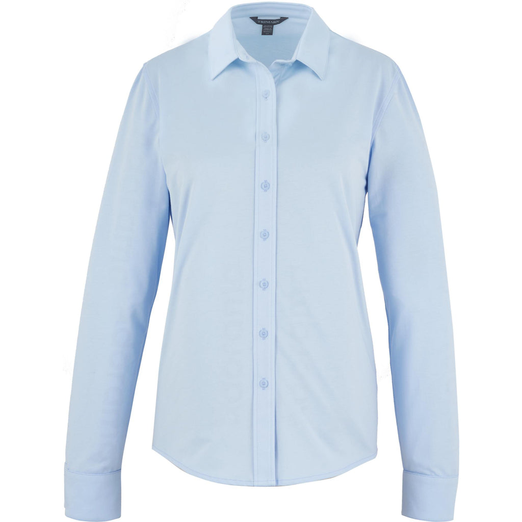 Tatra Long Sleeve Knit Dress Shirt with Recycled Polyester for Women Transfer - Frost Blue - Front Flat