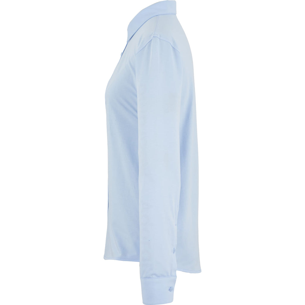 Tatra Long Sleeve Knit Dress Shirt with Recycled Polyester for Women Transfer - Frost Blue - Left Side Flat
