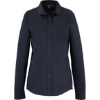 Tatra Long Sleeve Knit Dress Shirt with Recycled Polyester for Women Transfer - Navy - Front