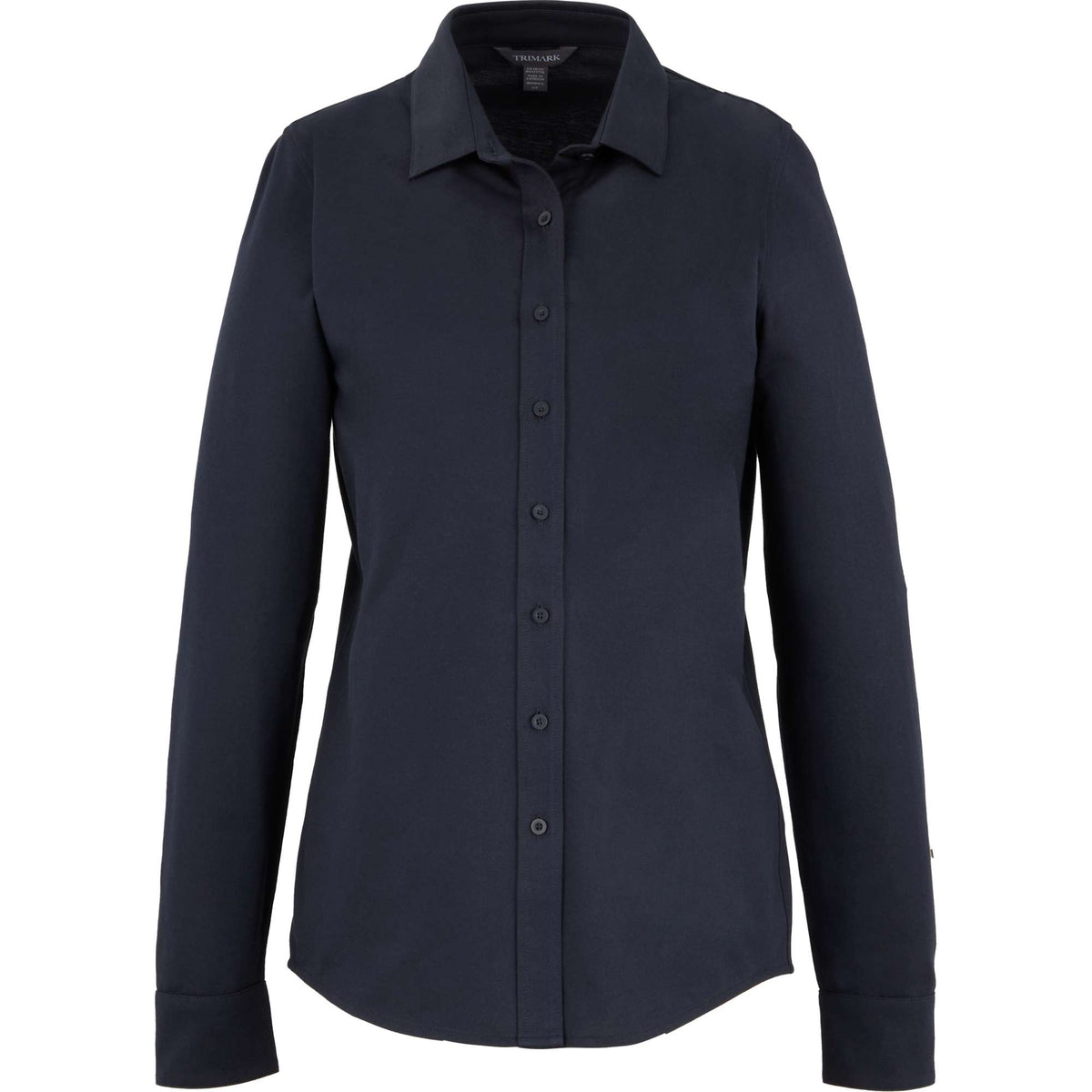 Tatra Long Sleeve Knit Dress Shirt with Recycled Polyester for Women Transfer - Navy - Front