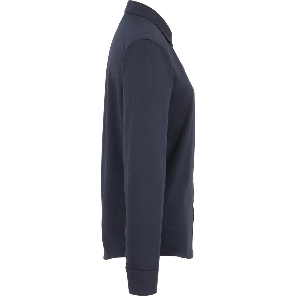 Tatra Long Sleeve Knit Dress Shirt with Recycled Polyester for Women Transfer - Navy - Right Side