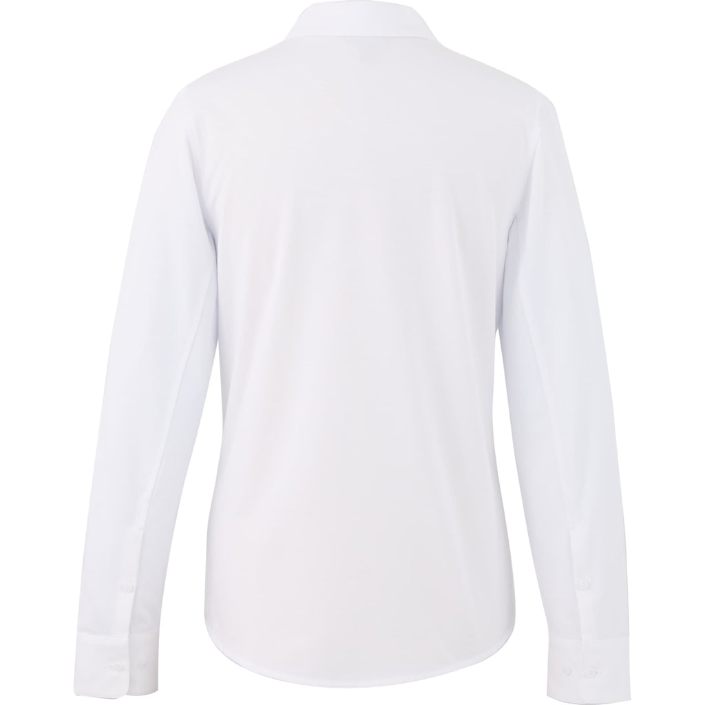 Tatra Long Sleeve Knit Dress Shirt with Recycled Polyester for Women Transfer - White - Back