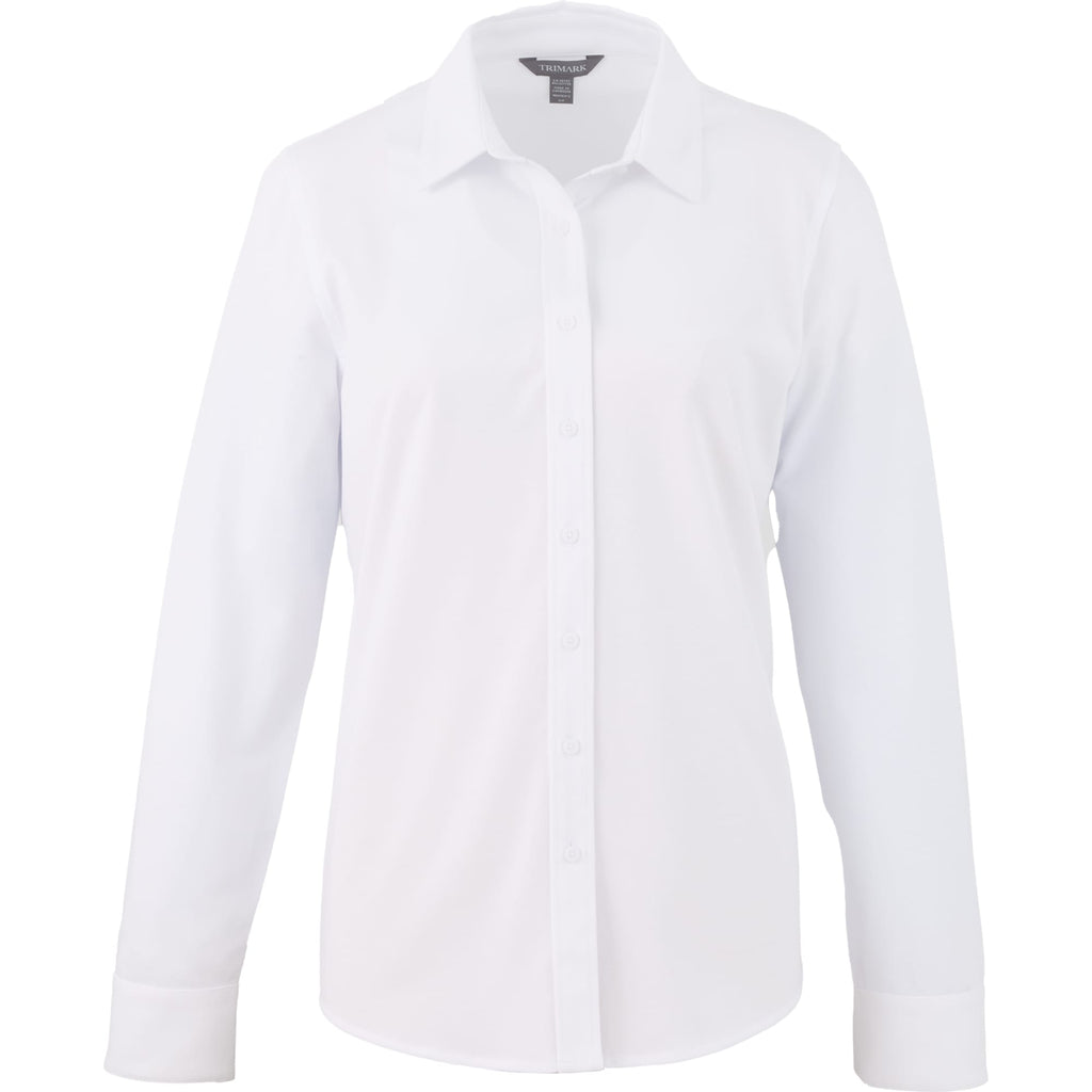 Tatra Long Sleeve Knit Dress Shirt with Recycled Polyester for Women Transfer - White - Front
