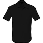 Tatra Short Sleeve Knit Dress Shirt with Recycled Polyester for Men Embroidery - Black - Front